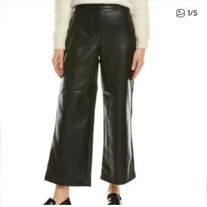 Bagatelle Wide Leg Cropped Faux Leather Pants in Black